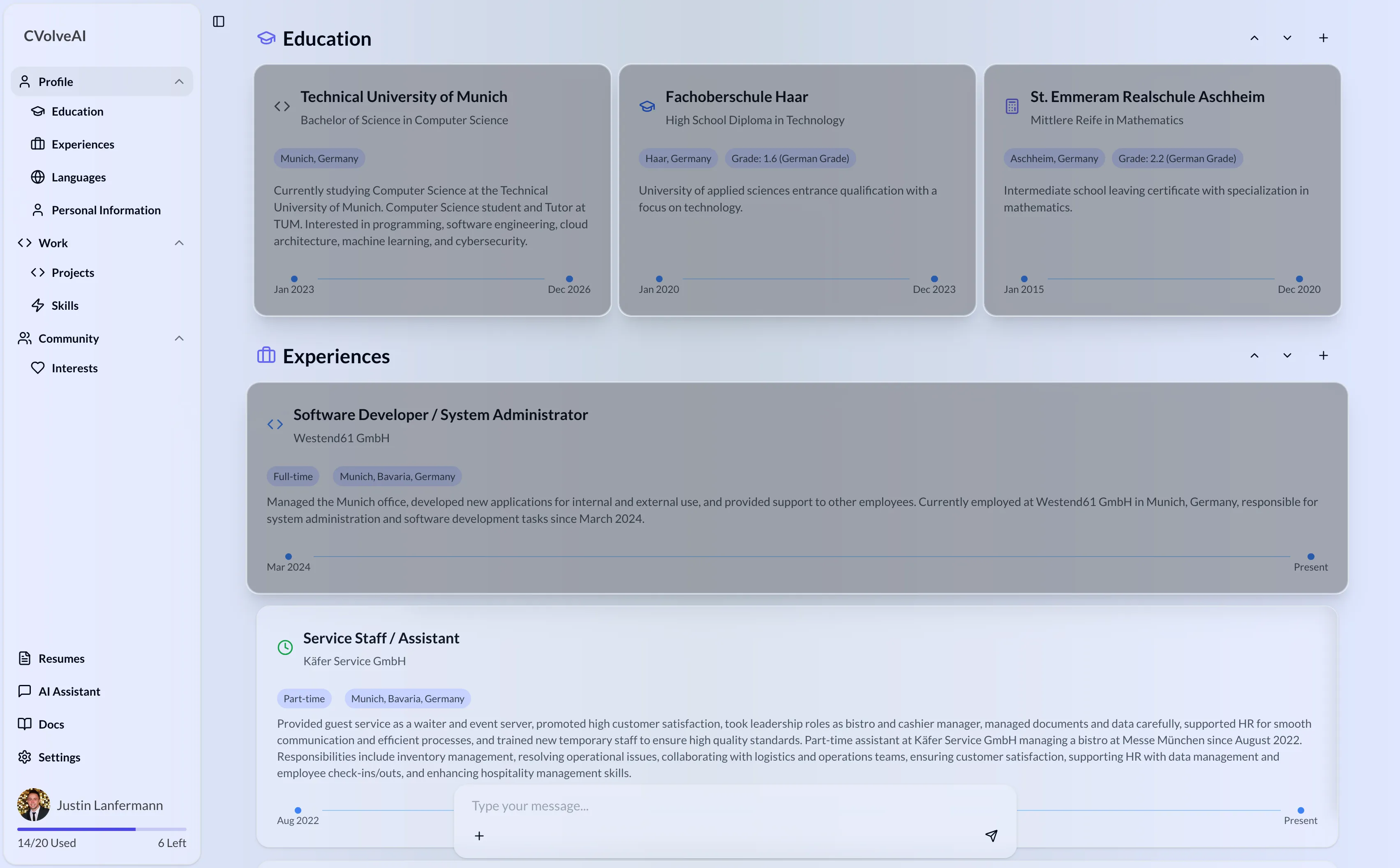 Main page expanded sidebar