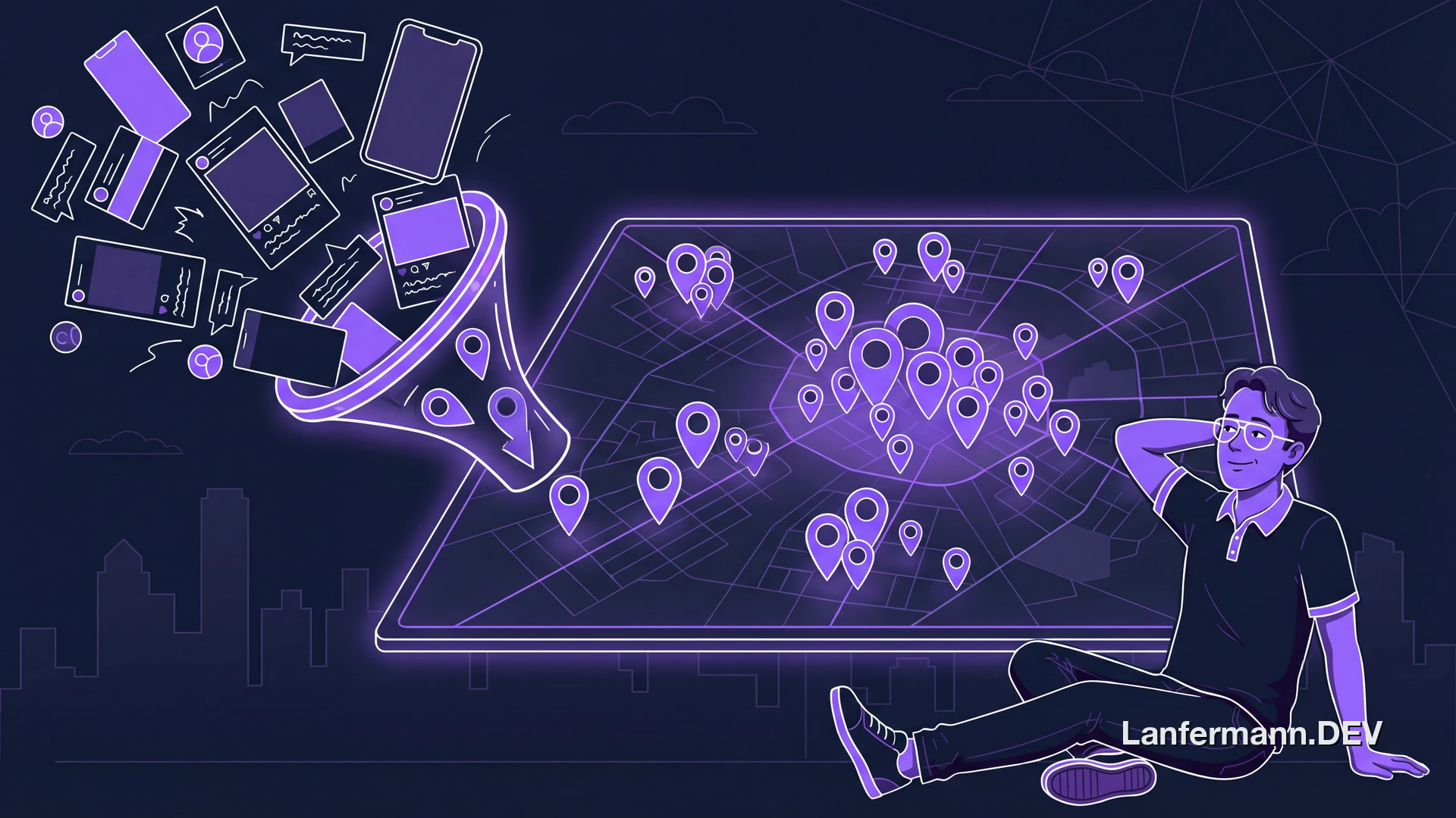 Interactive PartyMap view with clustered event markers and filter controls