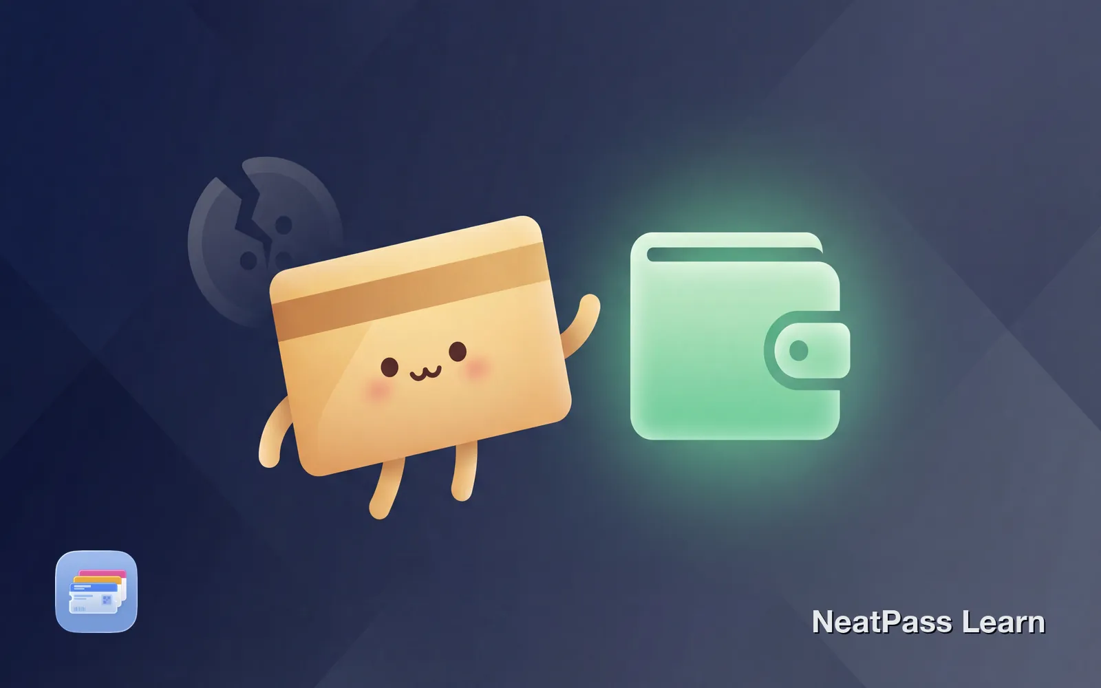 Stylized membership card with warm glow finding its home in a welcoming wallet icon
