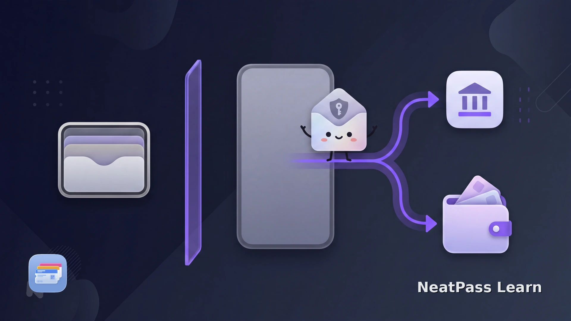 Friendly pass cards moving from a generic Android phone toward separate issuer and Google Wallet paths, with an Apple Wallet kept on an iPhone