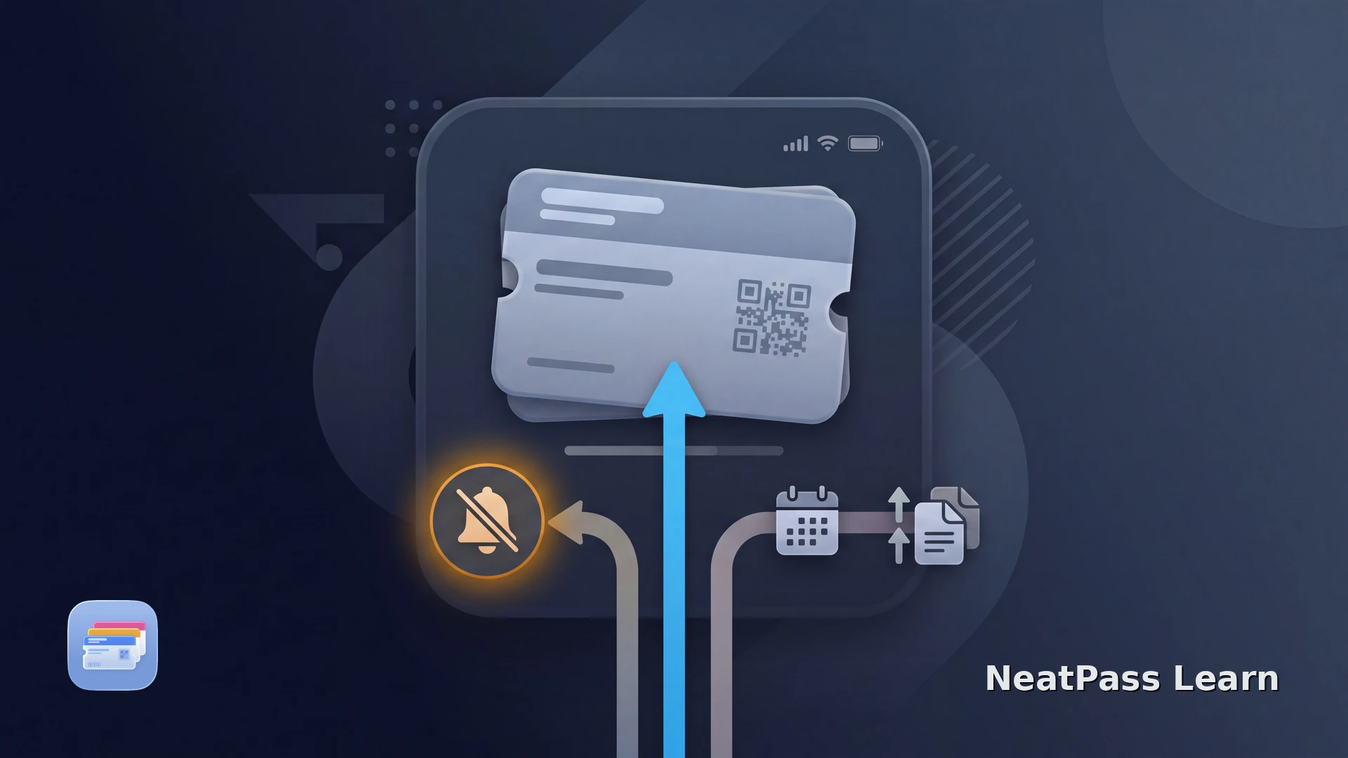 A friendly Wallet pass appears on an iPhone Lock Screen beside separate issuer update, notification, and local reminder paths