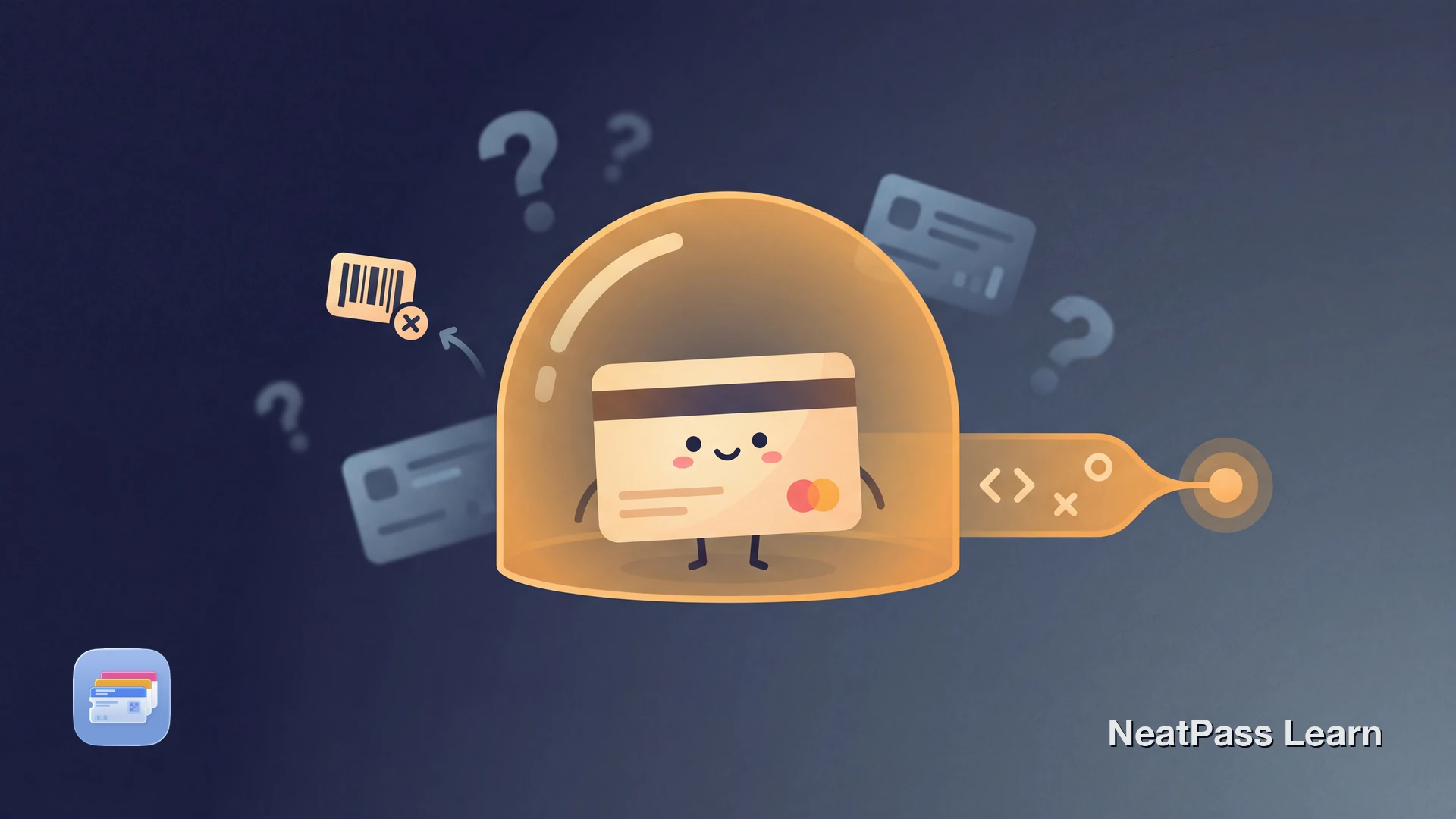 Friendly pass card protected by a glowing amber shield while diagnostic data flows safely through a secure channel